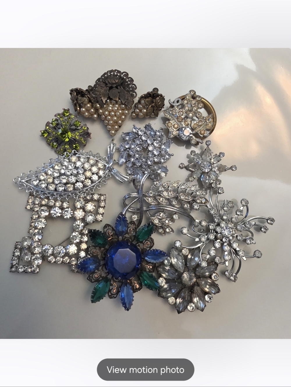 2 Trays Huge Bling Vintage To Antique Earring Necklace Brooch Lot Bundle - Picture 6 of 15